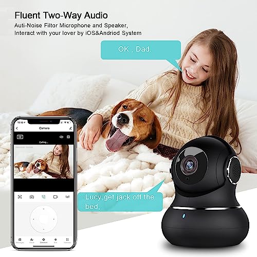 litokam 2K Indoor Security Camera, 360° Cameras for Home Security Indoor with Motion Detection, Pet Camera with Phone App, Baby Monitor-Night Vision