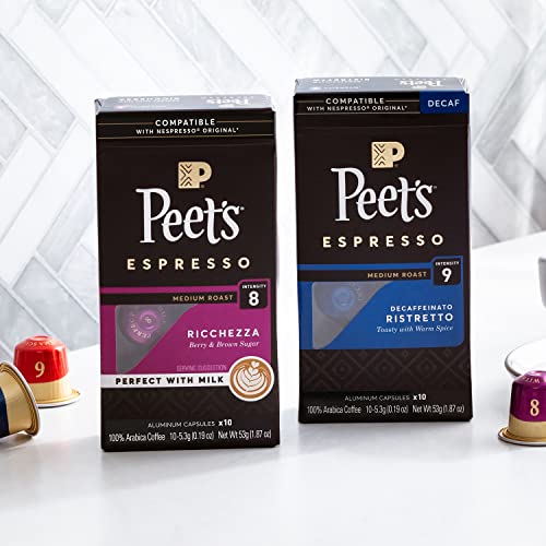 Peet's Coffee Gifts, Espresso Coffee Pods Variety Pack, Dark & Medium Roasts, Intensity 8-11, 40 Count (4 Boxes of 10 Espresso Capsules)