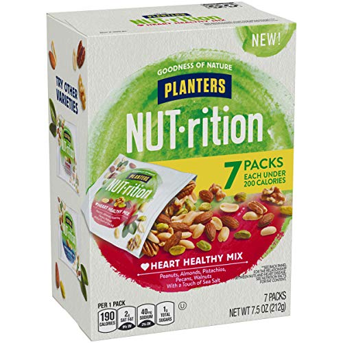 Planters NUT-RITION MEN'S HEALTH Recommended Nut Mix with Peanuts, Almonds, Pistachios Sea Salt, 7 ct of 1.25 oz Packs