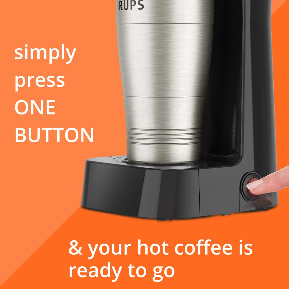 Krups, Coffee Maker, Simply Brew Stainless Steel 5 Cup, Keep Warm Function, Reusable Coffee Filter, Ultra Compact 650 Watts, Drip Free, Cold Brew, Dishwasher Safe Pot, Silver and Black