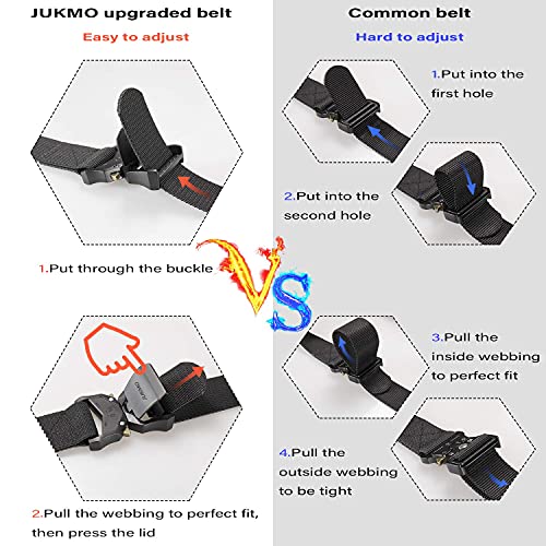 JUKMO Tactical Belt, Military Hiking Rigger 1.5" Nylon Web Work Belt with Heavy Duty Quick Release Buckle