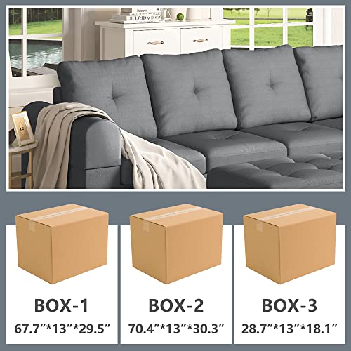 Lamerge Sectional Sofa Couch Set w/Ottoman &Chaise, Upholstered L Shape Modular Sofa Couch with 6 Seats, Living Room Furniture Sofa Sets, Button Tufted Comfy Sectional Couch for Living Room, Home