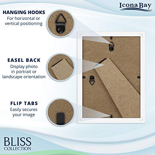 Icona Bay 5x7 Black Picture Frame, Modern Style Wood Composite Frame, Table Top or Wall Mount, Bliss Collection