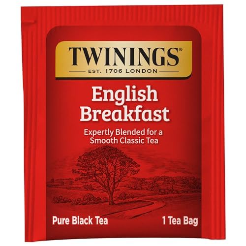 Twinings Decaffeinated English Breakfast Individually Wrapped Black Tea Bags, 20 Count Pack of 6, Flavourful & Robust