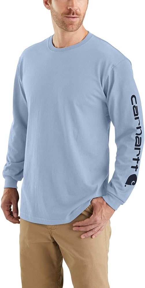 Carhatt Mens Loose Fit Heavyweight LongSleeve Logo Sleeve Graphic TShirt