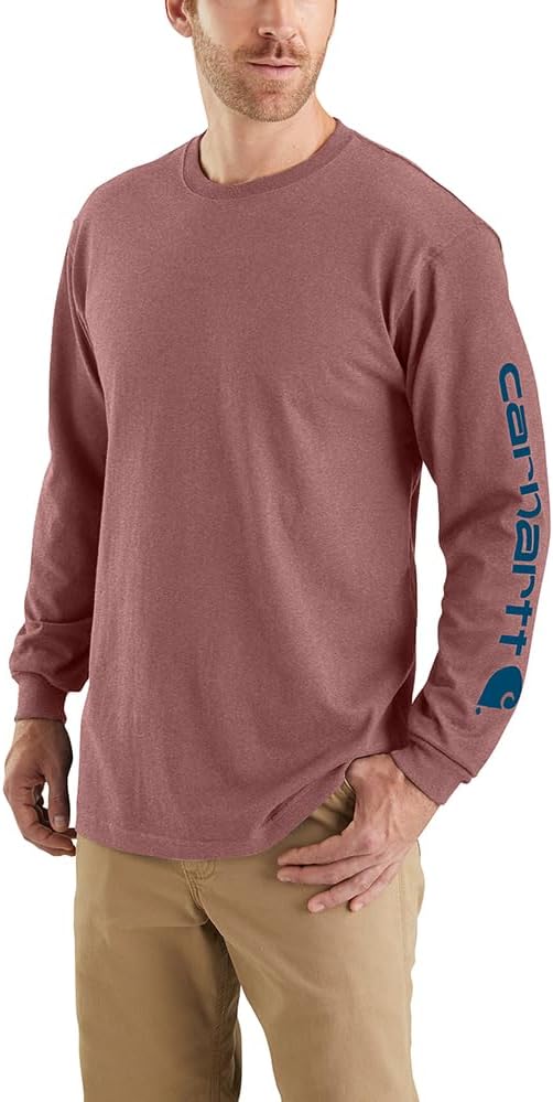 Carhatt Mens Loose Fit Heavyweight LongSleeve Logo Sleeve Graphic TShirt