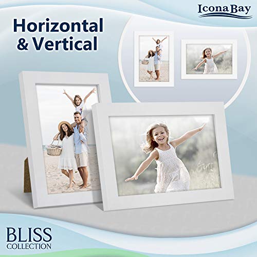 Icona Bay 5x7 Black Picture Frame, Modern Style Wood Composite Frame, Table Top or Wall Mount, Bliss Collection