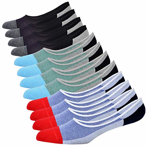 JORMATT Genuine Mens No Show Socks, Loafer Sneakers Low Cut Cotton Socks With Non Slip Grips