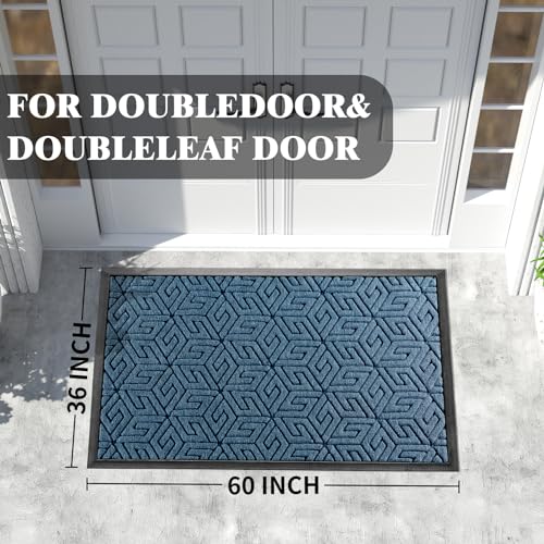 Yimobra Sturdy Front Entrance Door Mat, Heavy Duty Outdoor Indoor Doormat Entryway Floor Mat, Non Slip Rubber Backing, Easy Clean Shoe Scraper, Waterproof, Patio, Lawn, 17x29.5 Inch, Black