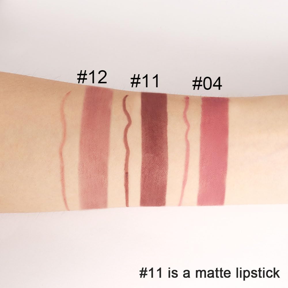 evpct 3Pcs Chestnut Nude Brown Lip Liner and Lipstick Set Kit for Women DNM Dusty Antique Rose Matte Lips Kit with Lip Liner Stains Long Lasting Waterproof 24 Hour Lipstick and Lip Liners Combo Pencil