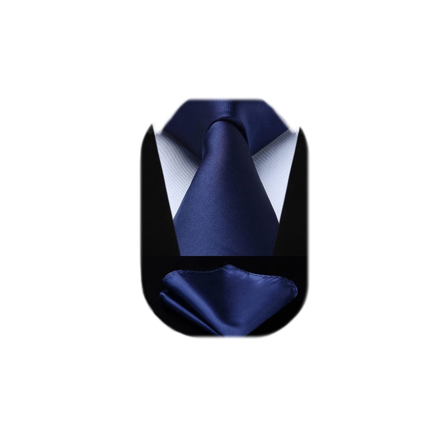 HISDERN Mens Solid Color Ties Formal Satin Necktie and Pocket Square Set Classic Wedding Business Tie & Handkerchief