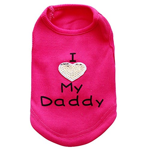 Dog Shirts Slogan Vest I Love My Daddy/Mommy Cute Heart T-Shirt Clothes for Chiuahaha Poodle Teacup Shihtzu Yorkie Bulldog Small Puppy Costume