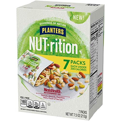 Planters NUT-RITION MEN'S HEALTH Recommended Nut Mix with Peanuts, Almonds, Pistachios Sea Salt, 7 ct of 1.25 oz Packs