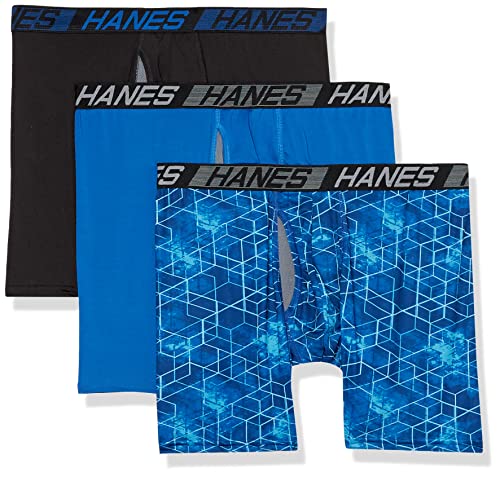 Hanes Men’s Total Support Pouch Boxer Briefs, X-Temp Cooling, Moisture-Wicking Underwear, Regular, Long-leg and Trunk, 3-Pack