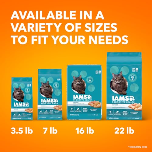 IAMS Proactive Health Indoor Weight & Hairball Care Adult Dry Cat Food with Chicken & Turkey, 7 lb. Bag