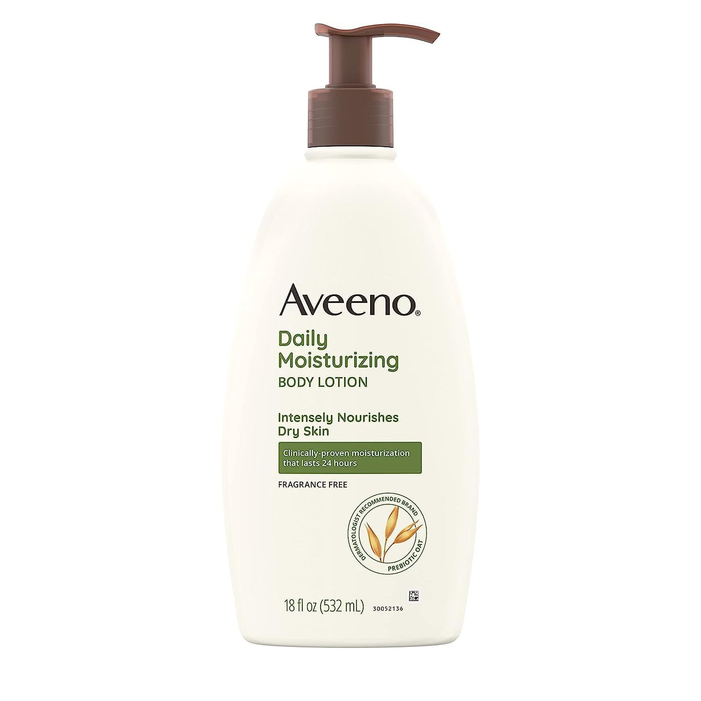 Aveeno Daily Moisturizer, Body Lotion, For Dry Skin, Prebiotic Oat Fragrance Free, 18 fl. oz, Pack of 1