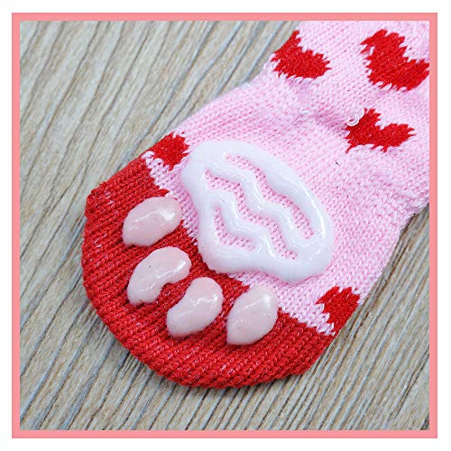 2Sets Lovely Paw Socks for Dog Cat Non-Slip Knitted Pet Socks Feet Socks Size S-L