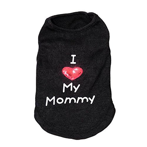 Dog Shirts Slogan Vest I Love My Daddy/Mommy Cute Heart T-Shirt Clothes for Chiuahaha Poodle Teacup Shihtzu Yorkie Bulldog Small Puppy Costume