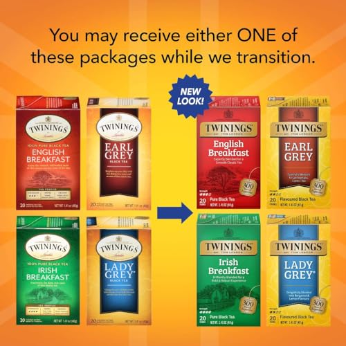 Twinings Decaffeinated English Breakfast Individually Wrapped Black Tea Bags, 20 Count Pack of 6, Flavourful & Robust