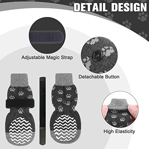 EXPAWLORER Double Side Anti-Slip Dog Socks - 3 Pairs Dog Grip Socks with Straps Traction Control, Pet Paw Protection for Small Medium Large Dogs Indoor Wear on Hardwood Floor