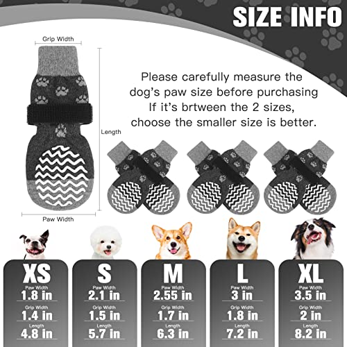 EXPAWLORER Double Side Anti-Slip Dog Socks - 3 Pairs Dog Grip Socks with Straps Traction Control, Pet Paw Protection for Small Medium Large Dogs Indoor Wear on Hardwood Floor