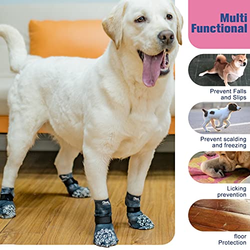 EXPAWLORER Double Side Anti-Slip Dog Socks - Dog Booties for Hot Pavement, Adjustable Pet Paw Protector, Traction Control Non-Skid for Indoor on Hardwood Floor Wear,Dog Shoes for Outdoor