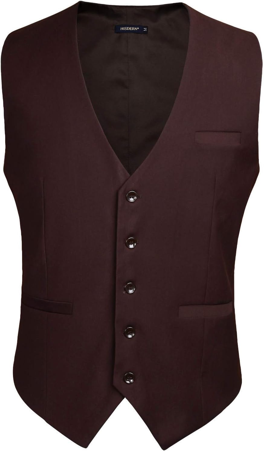 HISDERN Men's Suit Vest Business Formal Dress Waistcoat Vest with 3 Pockets for Suit or Tuxedo