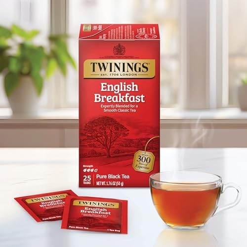 Twinings Decaffeinated English Breakfast Individually Wrapped Black Tea Bags, 20 Count Pack of 6, Flavourful & Robust