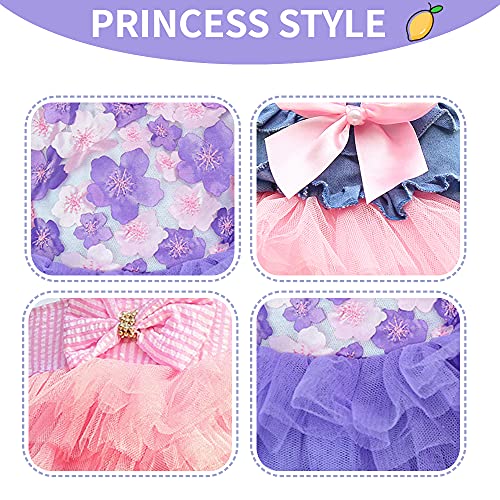 Set of 3 Dog Clothes for Small Dogs, Puppy Dress for Girl Dogs, Autum Cute Female Pet Skirt Clothes Outfit Pink Yorkie Sundress Costume Cat Clothing for Small Doggie Breed (Small)