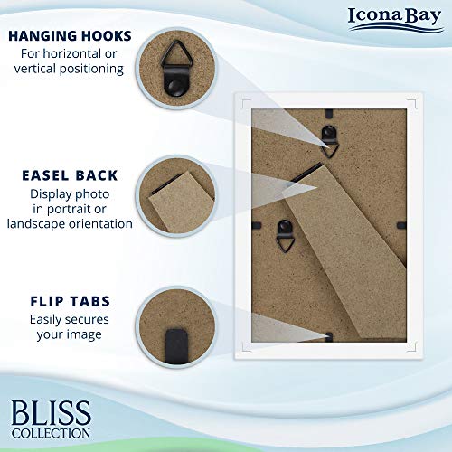 Icona Bay 5x7 Black Picture Frame, Modern Style Wood Composite Frame, Table Top or Wall Mount, Bliss Collection