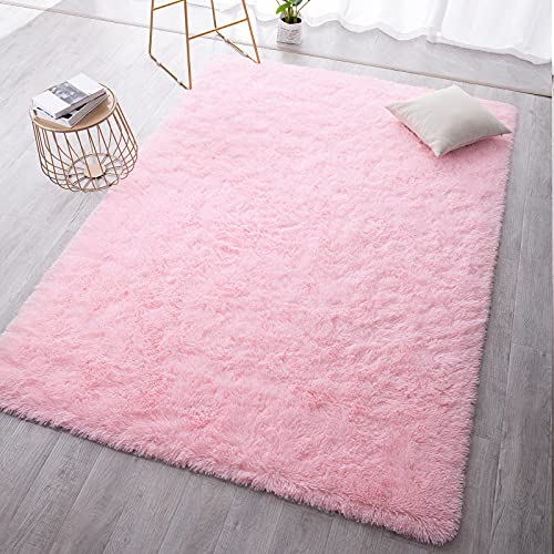 TWINNIS Super Soft Shaggy Rugs Fluffy Carpets, 4x5.9 Feet, Indoor Modern Plush Area Rugs for Living Room Bedroom Kids Room Nursery Home Decor, Upgrade Anti-Skid Rectangular Fuzzy Rug, Black