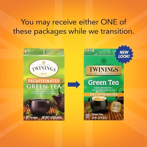 Twinings Decaffeinated English Breakfast Individually Wrapped Black Tea Bags, 20 Count Pack of 6, Flavourful & Robust