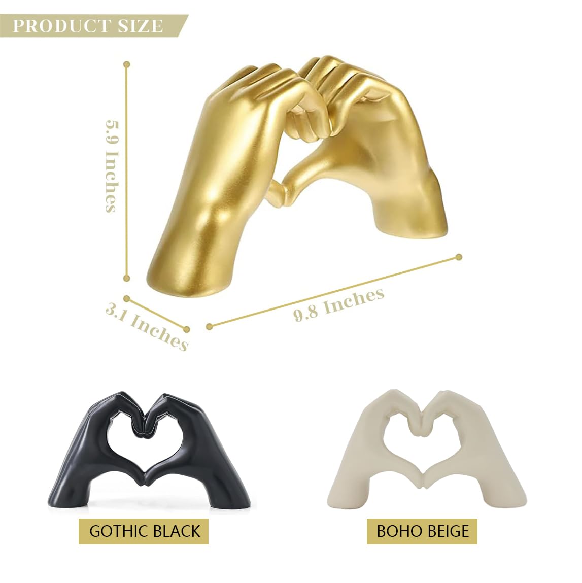 FUWA9PAN Heart Hands Sculpture Aesthetic Decor for Living Room Bedroom Apartment Bookshelf, Knick Knacks Home Decor for Shelves, Unique Gifts for Women Anniversary (No Bracelets)