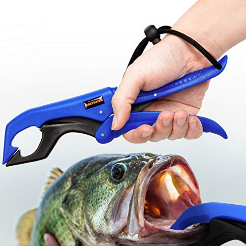 KastKing Fishing Pliers, Fish Lip Gripper or Fish Scale Combo Saltwater Resistant Fishing Tools, Fishing Gear with Rubber Handle, Lanyard, Line Cutter Hook Remover with Sheath, Ice Fishing Gift Men