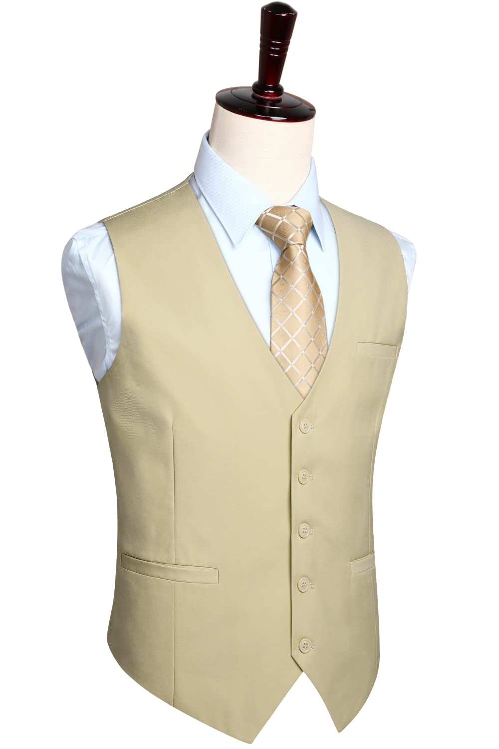 HISDERN Men's Suit Vest Business Formal Dress Waistcoat Vest with 3 Pockets for Suit or Tuxedo