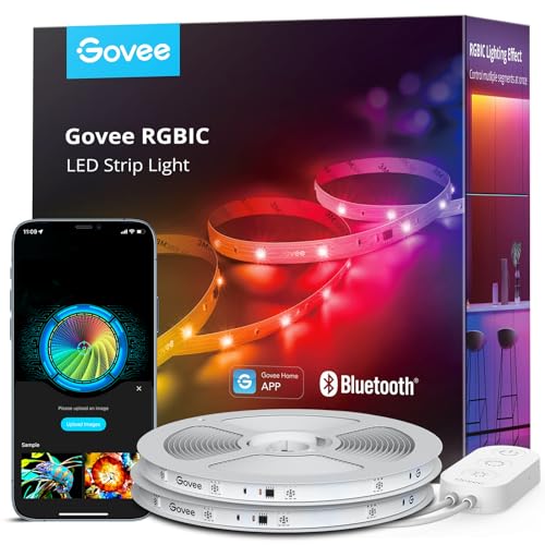 Govee RGBIC LED Strip Lights, Smart LED Lights for Bedroom, Bluetooth LED Lights APP Control, DIY Multiple Colors on One Line, Color Changing LED Strip Lighting Music Sync, Home Decor, 16.4ft