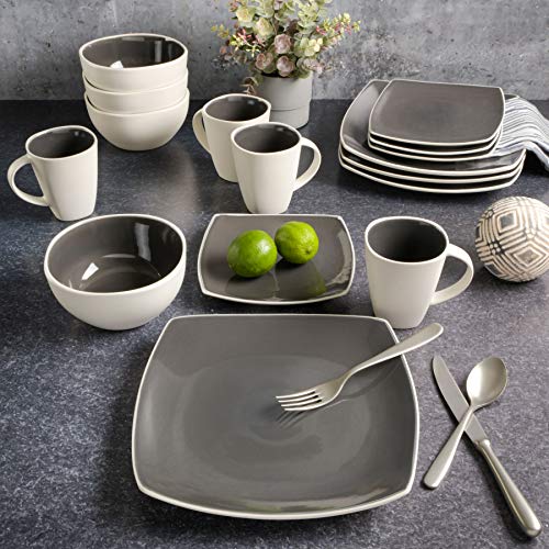 Gibson Soho Lounge Dinnerware Set, Service for 4 (16pcs), Matte Black