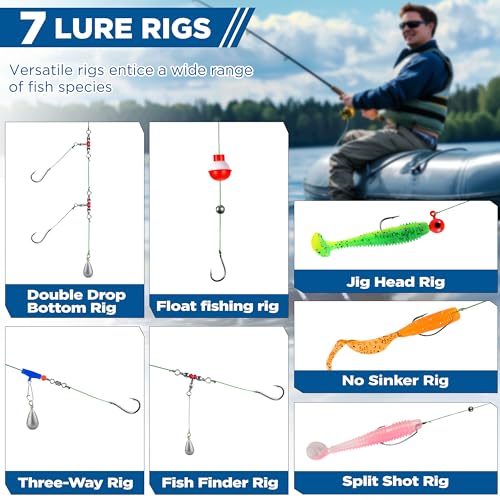 PLUSINNO Fishing Lures Baits Tackle Including Crankbaits, Spinnerbaits, Plastic Worms, Jigs, Topwater Lures, Tackle Box and More Fishing Gear Lures Kit Set, 102/302Pcs Fishing Lure Tackle