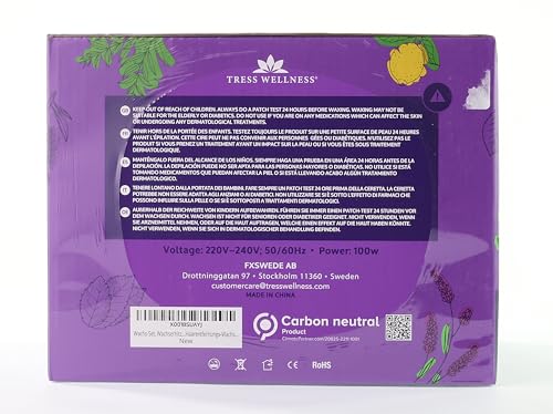 Tress Wellness Waxing Kit for Brazilian Wax - Easy to Use - For Sensitive Skin - Digital Display, Black Purple Flower