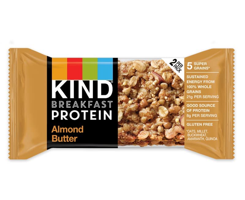 KIND Breakfast, Healthy Snack Bar, Almond Butter, Gluten Free Breakfast Bars, 8g Protein, 1.76 OZ Packs (6 Count)