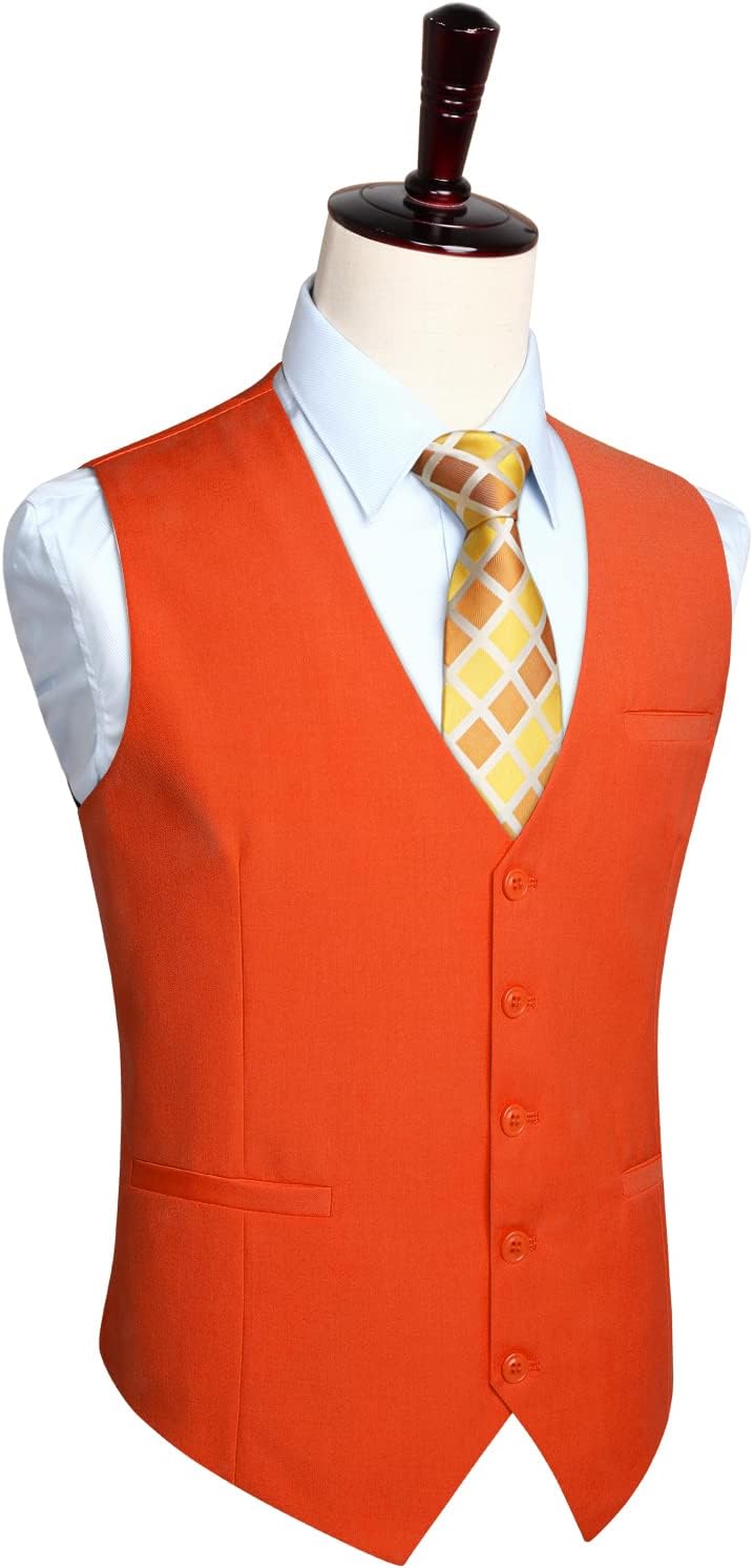 HISDERN Men's Suit Vest Business Formal Dress Waistcoat Vest with 3 Pockets for Suit or Tuxedo