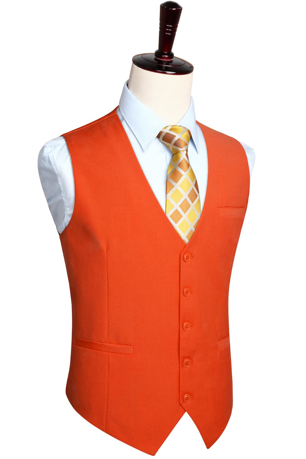 HISDERN Men's Suit Vest Business Formal Dress Waistcoat Vest with 3 Pockets for Suit or Tuxedo