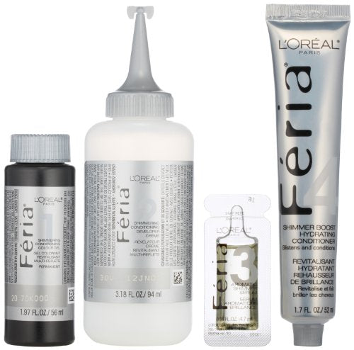 L'Oreal Paris Feria Hyper Platinum Advanced Lightening System Hair Bleach, Lifts Up To 8 Levels, Includes Anti Brass Purple Conditioner, 1 Hair Dye Kit