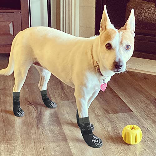 EXPAWLORER Double Side Anti-Slip Dog Socks - Dog Booties for Hot Pavement, Adjustable Pet Paw Protector, Traction Control Non-Skid for Indoor on Hardwood Floor Wear,Dog Shoes for Outdoor