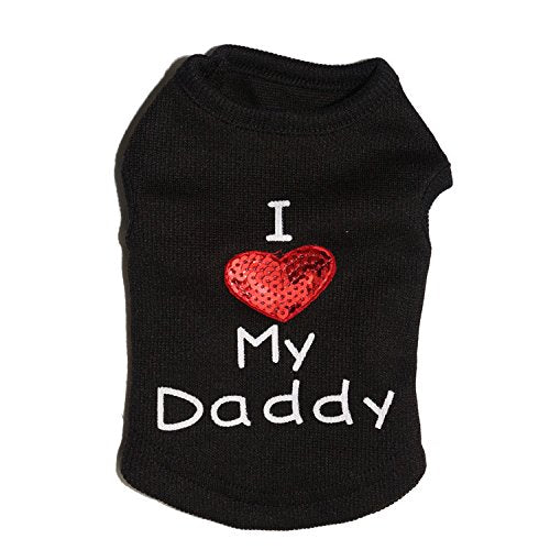 Dog Shirts Slogan Vest I Love My Daddy/Mommy Cute Heart T-Shirt Clothes for Chiuahaha Poodle Teacup Shihtzu Yorkie Bulldog Small Puppy Costume