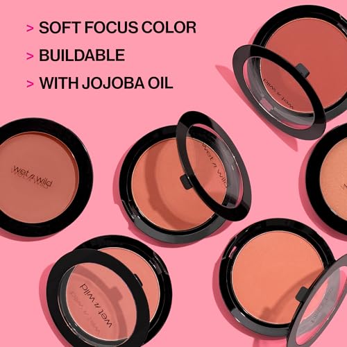 wet n wild Color Icon Blush, Effortless Glow & Seamless Blend infused with Luxuriously Smooth Jojoba Oil, Sheer Finish with a Matte Natural Glow, Cruelty-Free & Vegan - Pinch Me Pink