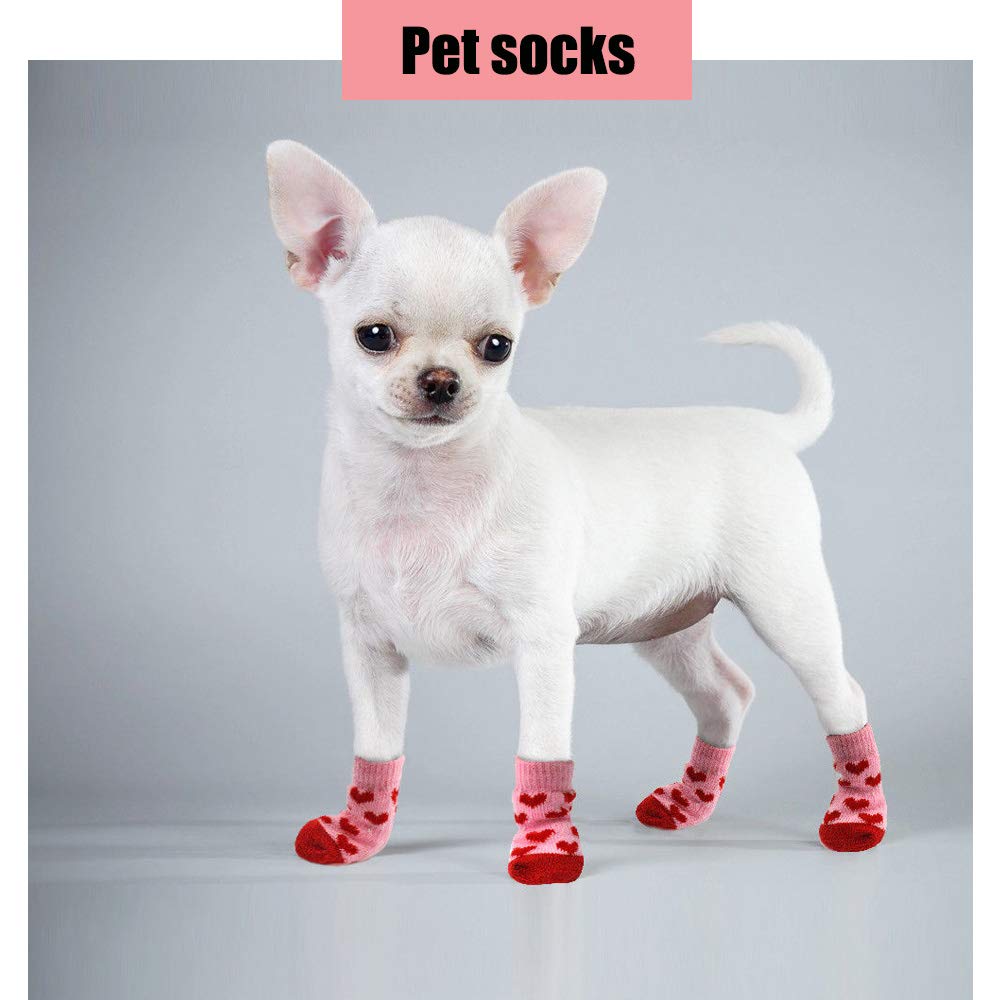 2Sets Lovely Paw Socks for Dog Cat Non-Slip Knitted Pet Socks Feet Socks Size S-L