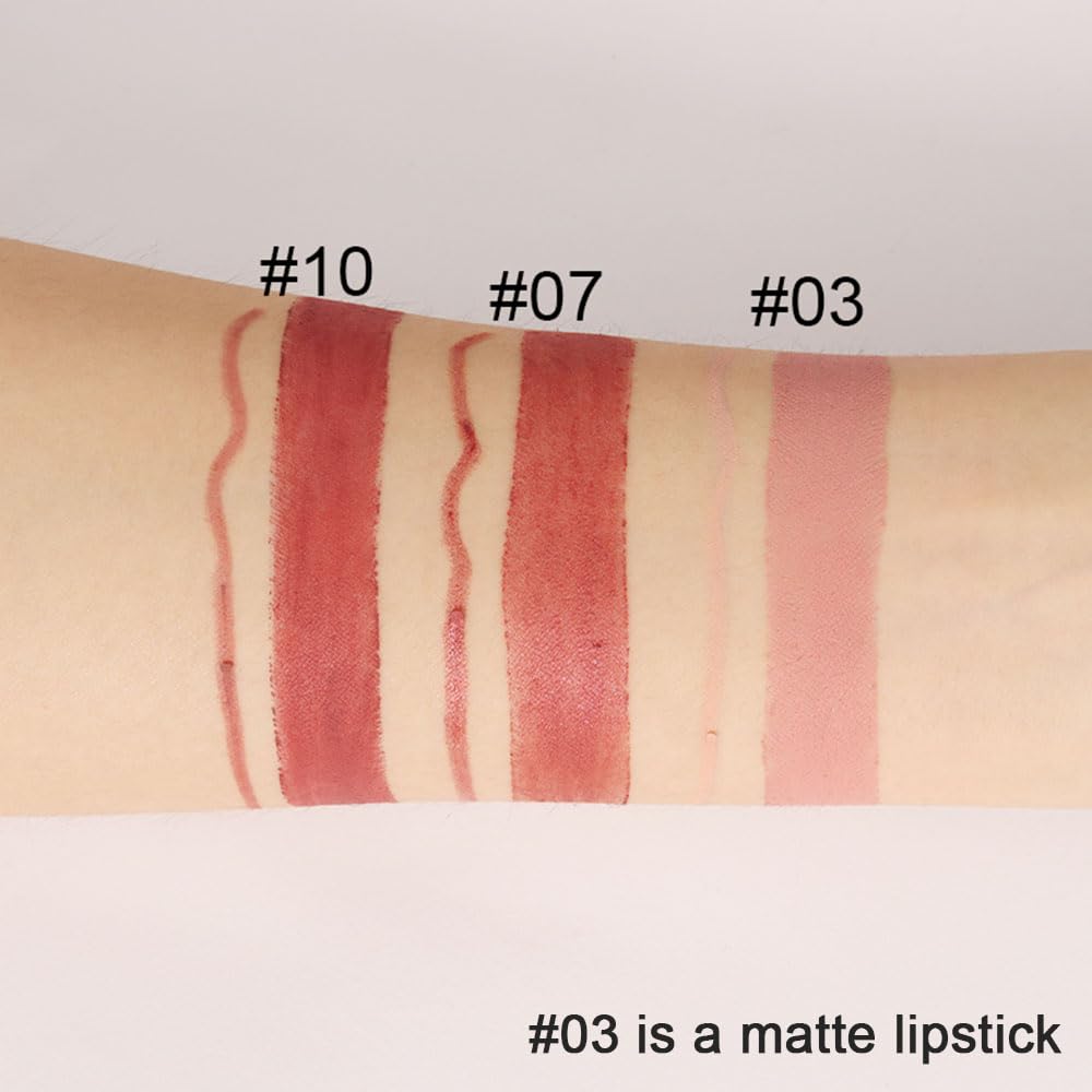 evpct 3Pcs Chestnut Nude Brown Lip Liner and Lipstick Set Kit for Women DNM Dusty Antique Rose Matte Lips Kit with Lip Liner Stains Long Lasting Waterproof 24 Hour Lipstick and Lip Liners Combo Pencil