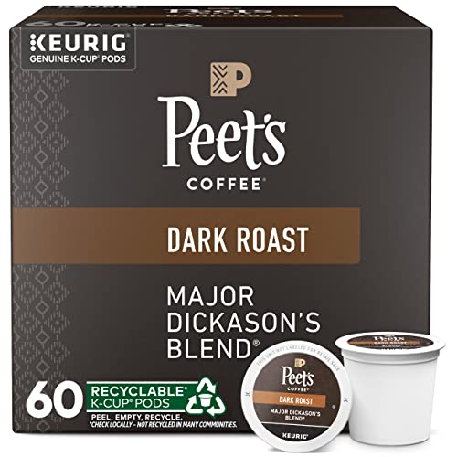 Peet's Coffee, Dark Roast K-Cup Pods for Keurig Brewers - Major Dickason's Blend 75 Count (1 Box of 75 K-Cup Pods)