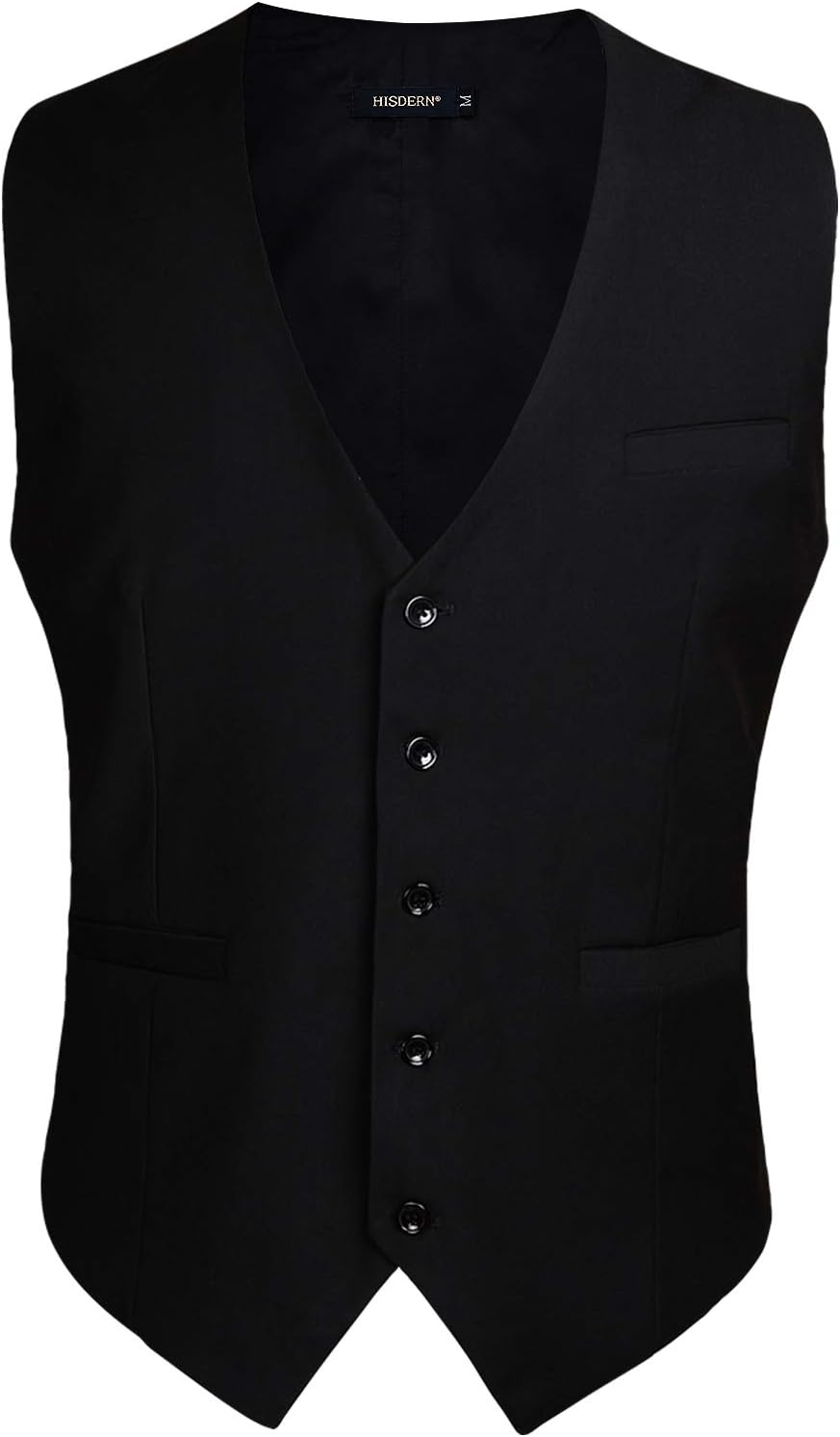 HISDERN Men's Suit Vest Business Formal Dress Waistcoat Vest with 3 Pockets for Suit or Tuxedo